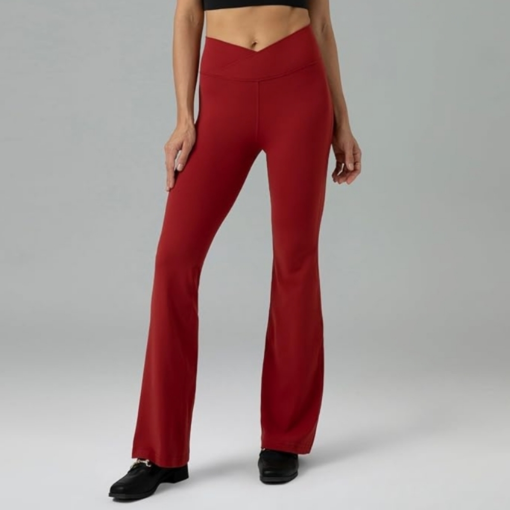 Colorfulkoala Women's Dreamlux Crossover Flare Leggings High Waisted L